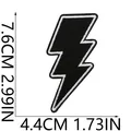 Macro detail of black lightning bolt embroidered patch with 7.6cm height measurements - Lightning Shape (X26LB-082-03) / 1 Piece / Black and White