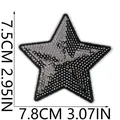 Detailed size specifications for a silver sequined star embroidery patch - Solid Star (X26LB-12-05) / 1 Piece / Silver Sequin