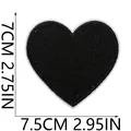 Close-up detail view of black heart embroidery patch with 7.5cm width size markers - Black Heart (X26LB-11-08) / 1 Piece / Black
