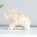 Elegant natural crystal resin elephant figurine for home or office table decoration - White Crystal