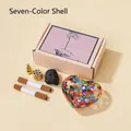 Handmade colorful crystal resin heart dish with natural incense stick and brass burner set - Multicolor Shell Heart Bowl Incense Set