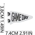 Detailed view of Embroidered Game Day pennant patch with dimensions 7.4cm x 3.8cm - Pennant Style (X26LB-088-10) / 1 Piece / Black and White