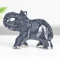Elegant natural black crystal resin elephant figurine for desktop home decoration - Obsidian