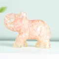 Handcrafted pink crystal stone resin elephant figurine for desktop office decoration - Rose Quartz