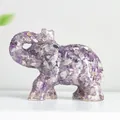 Handmade purple amethyst crystal resin elephant figurine for lucky desktop decoration - Dreamy Purple