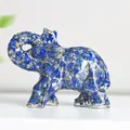 Figura de elefante de la suerte en resina y piedra de cristal azul para decoración - Lapislázuli
