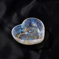 Heart-shaped decorative resin bowl featuring blue natural crystal gravel and gold foil - Opal Style