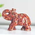 Figura de elefante de la suerte en piedra de cristal rojo y resina para decoración - Jaspe Rojo