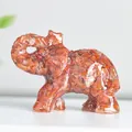 Figura de elefante de resina hecha a mano con fragmentos de cristales naturales - Ágata roja
