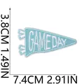 Detailed view of Game Day pennant embroidery patch showing 7.4cm x 3.8cm dimensions - Pennant (X26LB-088-22) / 1 Piece / Light Blue