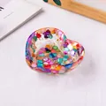 Cuenco decorativo de resina con forma de corazón, piedras de colores y escamas de oro - Estilo Concha Arcoíris