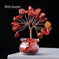 Handmade mini red jasper crystal money tree ornament in glass pot for home decor - Red Jasper