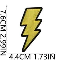 Detailed size view of yellow and black embroidered lightning bolt patch for DIY decor - Lightning Bolt Shape (X26LB-082-27) / 1 Piece / Yellow/Black