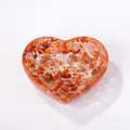 Elegante cuenco de resina en forma de corazón con cristal naranja natural y pan de oro - Estilo Ágata Roja