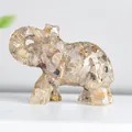 Figura de elefante de resina con cristales de cuarzo rutilado natural para decoración - Cuarzo Rutilado
