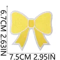 Yellow embroidered bow patch for DIY clothing decoration, size detail 7.5cm x 6.7cm. - 蝴蝶结造型(X26LB-1-35) / 1 Piece / Yellow