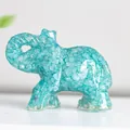 Figura de elefante de la suerte en cristal turquesa y resina para escritorio - Aguamarina