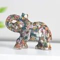 Figura de elefante de resina hecha a mano con piedras naturales de colores - Jaspe Oceánico