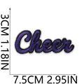 Detailed size diagram for purple embroidered 'Cheer' letter patch, 7.5x3cm dimensions - Purple Cheer Letters (X26LB-08-38) / 1 Piece (7.5x3cm) / Purple