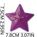 Detailed dimensions of purple sequin star embroidery patch for DIY clothing decor - Purple Solid Star Sequin (X26LB-12-41) / 1 Piece (7.8x7.5cm) / Glitter Purple
