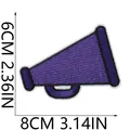 Detailed dimension view of the purple megaphone embroidered patch measuring 8x6 cm - Purple Megaphone Shape (X26LB-086-45) / 1 Piece/Pack (8x6cm) / Purple