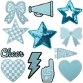 Light blue game day embroidered patch set for DIY clothing decoration - Game Day Combo (X26LB-133-YT) / Set of 12 / Blue