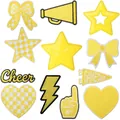 Yellow game day themed embroidered iron-on patches set for DIY apparel decoration - Game Day Combo (X26LB-133-YT) / Set of 12 / Yellow