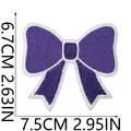 Purple embroidered bow patch variant with size dimensions 7.5cm width and 6.7cm height - Embroidered Bow (X26LB-1-47) / Purple