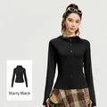 Women's slim-fit hooded sports jacket in starry black color for yoga and fitness - S / Tops / Starry Black