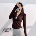 Slim fit coffee brown long sleeve yoga jacket with front zipper for running and training - S / Tops / Espresso