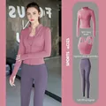 Set yoga sportivo da donna tre pezzi rosa e viola con giacca, reggiseno e leggings - Taglia S / Set / Giacca Reggiseno Rosa E Pantaloni Viola