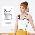 High elasticity women's sports tank top in white featuring black contrast piping - S / Tops / White