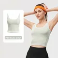 Débardeur de sport extensible à col en U avec bordure contrastée en vert herbe clair - Vert Herbe Clair
