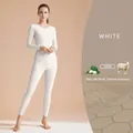Premium white thermal underwear set for women with wool silk blend for extra winter warmth - XL / Top And Bottom / White