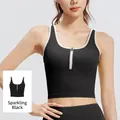 Gilet sportivo da yoga traspirante con cerniera frontale e bordo a contrasto nero stellato - Taglia S / Top / Nero brillante