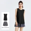 Lockeres zweiteiliges Sport-Set mit schwarzem Tanktop und grauen Shorts - Schwarz + Seefelsgrau