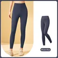 High-waisted high-stretch yoga leggings in whale blue color for fitness and gym - S / Bottoms / Whale Blue