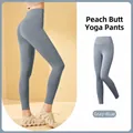 High-waist elastic yoga leggings in grey lake blue for fitness and running - S / Bottoms / Grayish Blue
