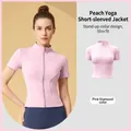 Professional slim fit pink short sleeve yoga jacket with stand collar and front zipper - S / Tops / Pink Diamond
