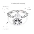 Technical detail of a pear-cut moissanite ring with marquise side stones in 925 silver. - US Size 5 (HK Size 11) / 5 Carat Pear Shape (R3-0288)