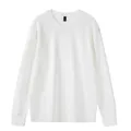 Men's casual round neck long sleeve base layer sweatshirt in solid white cotton fabric - M / Tops / White