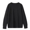 Men's classic black long-sleeved crewneck sweatshirt with comfortable ribbed cuffs - M / Tops / Black