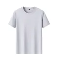 Premium light grey mercerized cotton short-sleeved T-shirt for men in a solid color - M(170/88A) / Tops / Light Gray