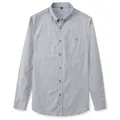 Men's Japanese style long sleeve casual shirt with grey vertical stripes - XL/41 / Tops / Light Blue (C923)