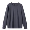 Men's casual round neck long sleeve sweatshirt in dark gray color - M / Tops / Gray