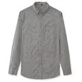 Men's casual long-sleeve vertical striped shirt with chest pocket and button collar - XL/41 / Tops / Grey White