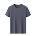 T-shirt a maniche corte da uomo in cotone mercerizzato premium in grigio scuro estate - M(170/88A) / Top / Grigio
