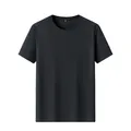 T-shirt da uomo a maniche corte premium in cotone mercerizzato nero a tinta unita - M(170/88A) / Top / Nero