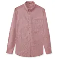 Classic men's casual red and white vertical striped long sleeve shirt with front pocket. - XL/41 / Tops / Watermelon red