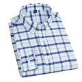 Men's classic casual blue and white checkered button-down shirt with a chest pocket - S / Tops / Blue Plaid
